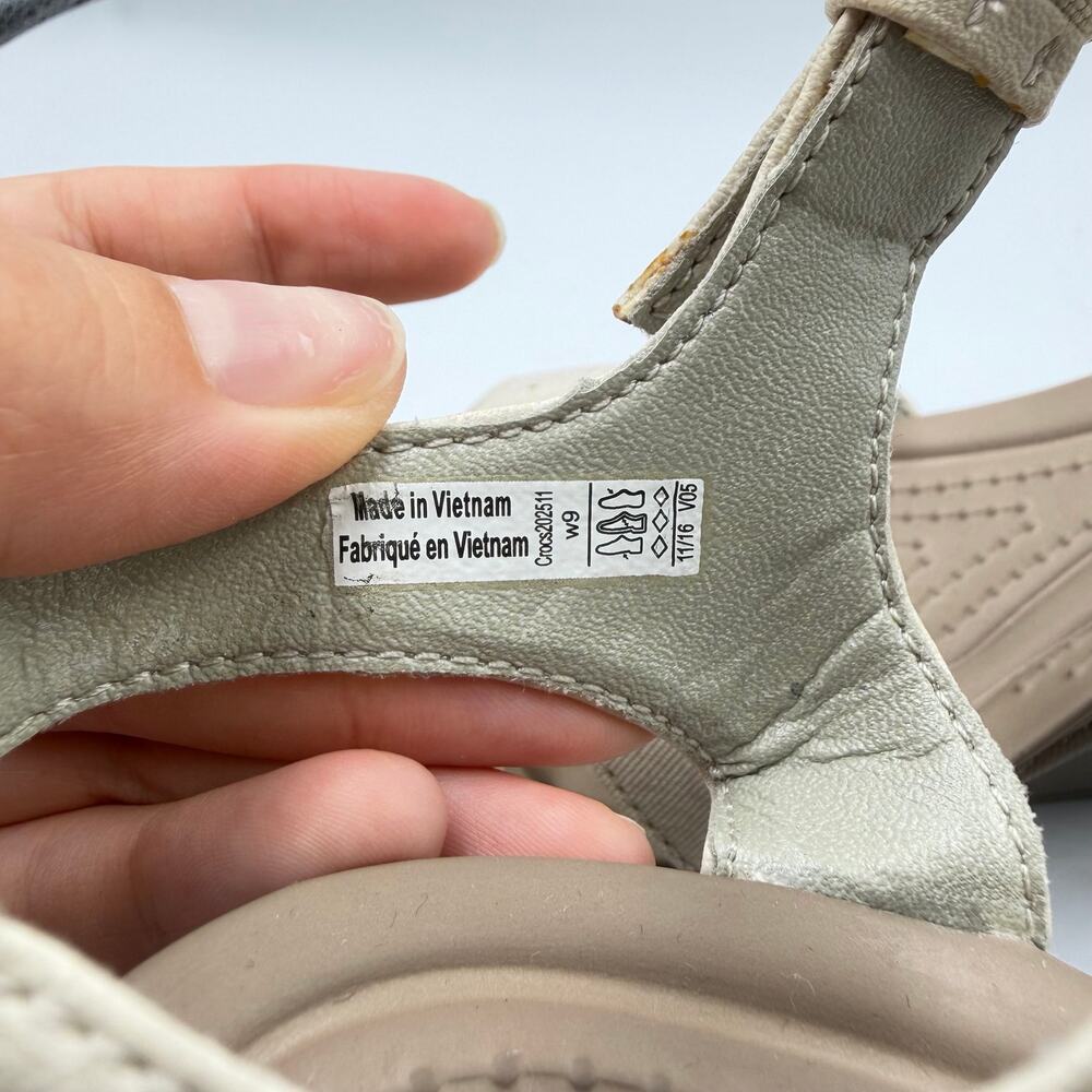 Crocs Leigh II Ankle Strap Cream Beige Neutral Lightweight Comfort Wedge Sandals - Picture 11 of 11